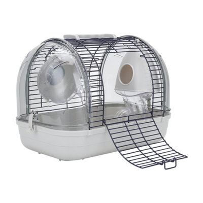 View of Plastic and Wire Hamster Cage with Play and water dispenser 32 x 21 x 22 cm