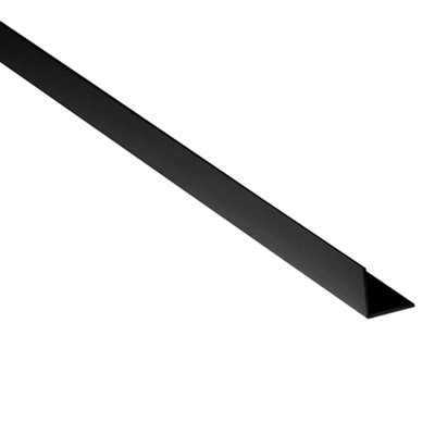 PLASTIC ANGLE CORNER TRIM RIGID COVER STRIP 90 DEGREE BLACK 1 METRE 25mm