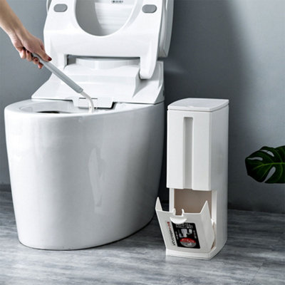 Plastic Bathroom Bin and Toilet Brush Set 3 L Bathroom Trash Can with
