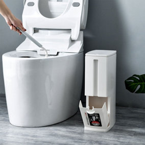 Plastic Bathroom Bin and Toilet Brush Set 3 L Bathroom Trash Can with Brush Holder and Brush