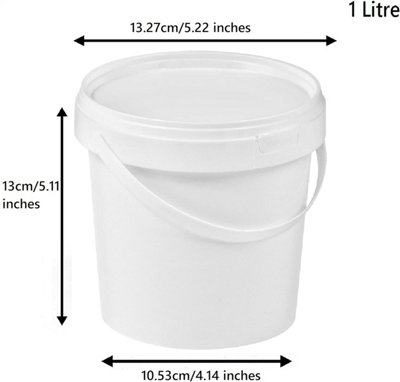 Plastic Buckets Tubs Transparent Tamper Evident Lids  5 buckets 1L
