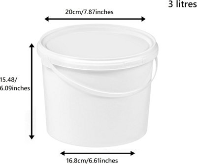 Plastic Buckets Tubs White Tamper Evident Lids  1 bucket 3L