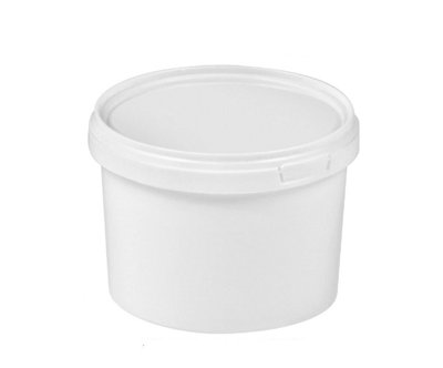 Plastic Buckets Tubs White Transparent Tamper Evident Lids  1 bucket 0.55L