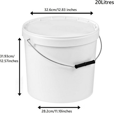 Plastic Buckets Tubs White Transparent Tamper Evident Lids  10 buckets 20L