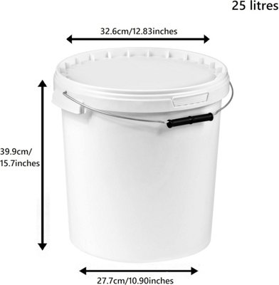 Plastic Buckets Tubs White Transparent Tamper Evident Lids  10 buckets 25L