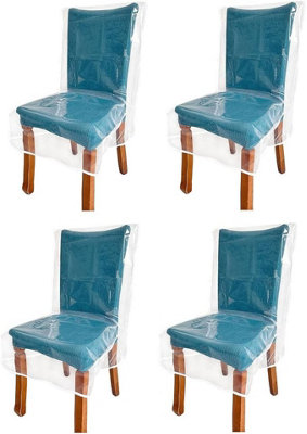 Plastic Chair Covers for Dining Chairs with Backrests, Dustproof ...