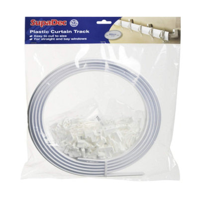 Plastic Curtain Track Glider Rail 4 Metres Long/Hooks and Glides & Screws Inc