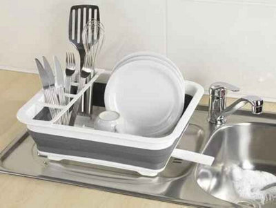 Plastic Dish Drying Rack, White, 31 cm Kitchen Sink Drainer with ...
