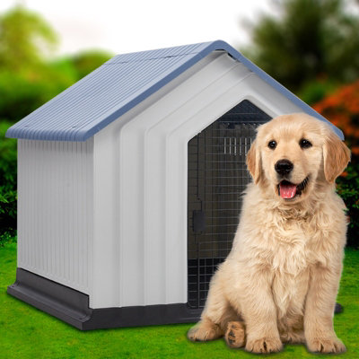 Plastic Dog House Dog Kennel Dog Crate with Lock Door 980x960x950 mm