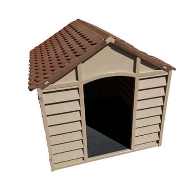 Plastic Dog Kennel or House in Brown Garden Patio 71cm x 71cm x 68cm
