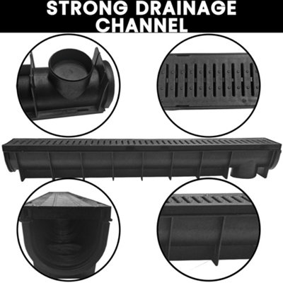 Plastic Drainage Channel Pack 1m Length Drain Channel and Grill