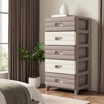 Plastic Drawer Storage Organizer Unit - 5 Tier, Freestanding with Mesh ...