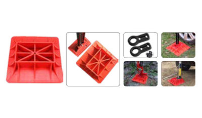 Plastic Farm Jack Base Plate & Handle Coupler (Off Road Red Pad Attachment)