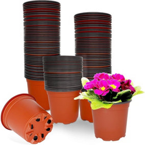 Plastic Flower Pot (50 Pcs) for Flowers and Plants, Seed and Seedling Pots for Gardening (10cm)