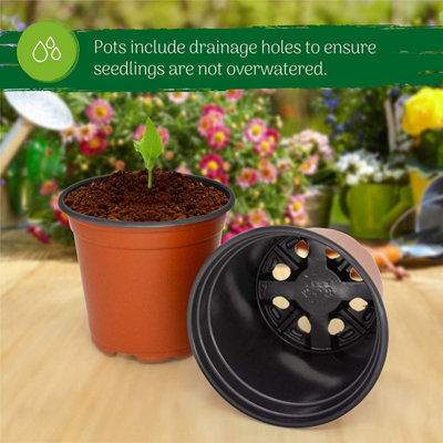 Plastic Flower Pot (50 Pcs) for Flowers and Plants, Seed and Seedling Pots for Gardening (10cm)