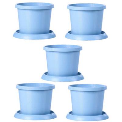 Plastic Flowerpot with Saucer Mayan Blue x 5