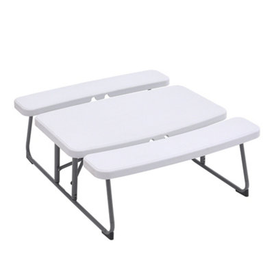 Plastic Folding Garden Camping Picnic Rectangular Table and 2 Bench Set Dining Table Bench Set for Kids