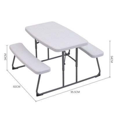 Plastic Folding Garden Camping Picnic Rectangular Table and 2 Bench Set Dining Table Bench Set for Kids