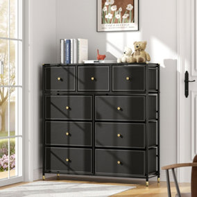 Plastic Freestanding Storage Cabinet with 9 Drawers, Black 103cm (H)