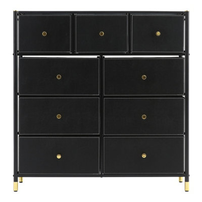 Plastic Freestanding Storage Cabinet with 9 Drawers Black 103cm (H)