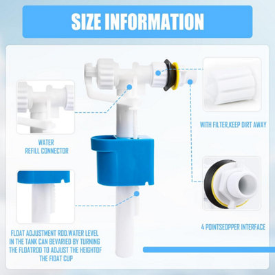 Plastic G1 2 Flush Side Inlet Inlet Fill Valve Toilet Replacement Parts ...