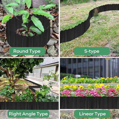 Plastic Lawn Border Wavy Design Black Set of 2