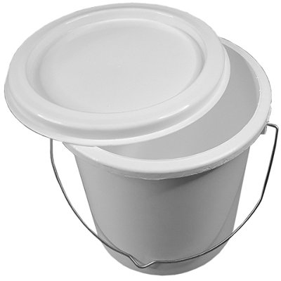 Plastic Paint Kettle Container with Metal Handle and Lid Empty Pots for Paint or Paste 2.5 Litre - 5 Pack