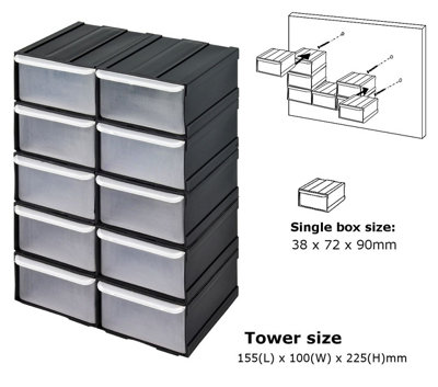 Plastic Parts Storage Bins Boxes & Tool Tidy Black - 1