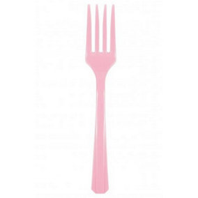 Plastic Party Fork (Pack of 10) Light Pink (One Size)