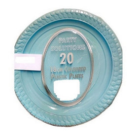 Plastic Party Plates (Pack of 20) Cyan (One Size)