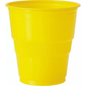 Plastic Plain Party Cup (Pack of 12) Yellow (One Size)