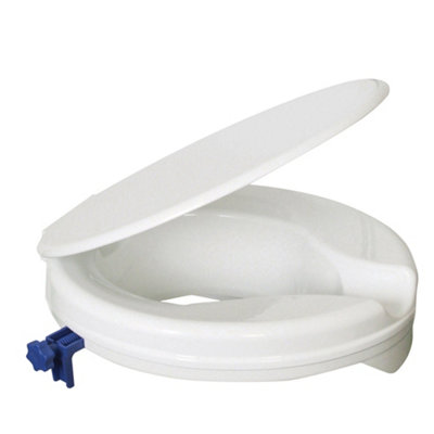 Plastic Raised Toilet Seat with Lid 2 Inch Height Fits Most UK