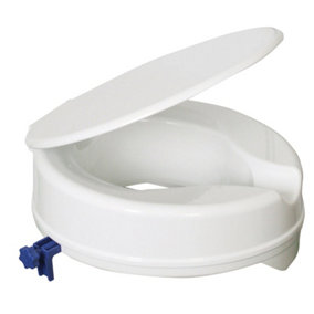 Plastic Raised Toilet Seat with Lid - 4 Inch Height - Fits Most UK Toilet Bowls