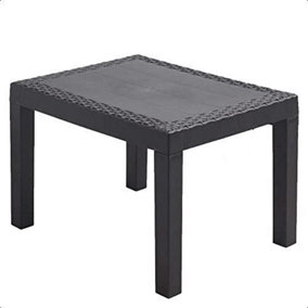 Plastic Rattan Garden Coffee Table Grey Polyrattan Outdoor Patio Side Furniture