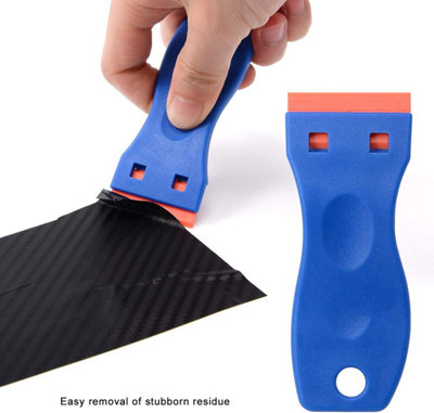 2 Plastic Scrapers + 100 Plastic Razor Blades For Car Dust & Sticky Grime – Safe Cleaning Kit