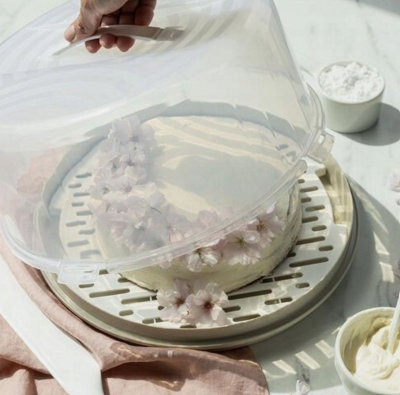 Plastic Round Cake Box with Cooling Insert Carrier Storage Cover ...