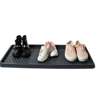 Plastic Shoe Plant Tray Dry Pad Wellies Boots Door Utility Mat Easy Clean Black Large