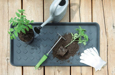 Plastic Shoe Plant Tray Washable Utility Home Pet Food Tidy B2C Rack Mat Black - 3