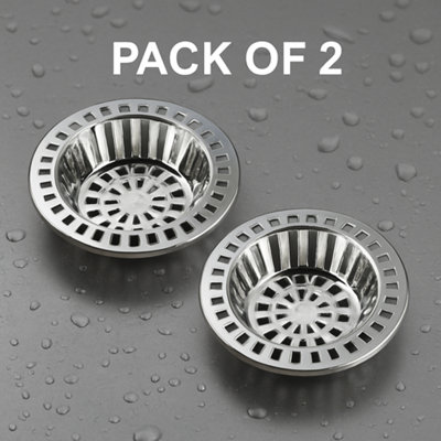 Plastic Sink Strainer Chrome Finish 2 Pack Drain Hair Catcher 33mm Internal 60mm External Sink Filter for Kitchen Bathroom Shower