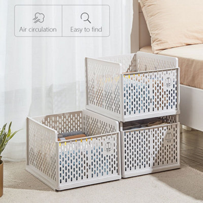 Plastic Stackable Clothes Storage Basket Drawer Organizer with Detachable Sorting Divider