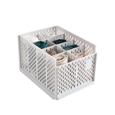 Plastic Stackable Clothes Storage Basket Drawer Organize