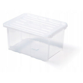 Plastic Storage Box Boxes Lid Handles Food Container Home Kitchen Office Box UK 16 Litres