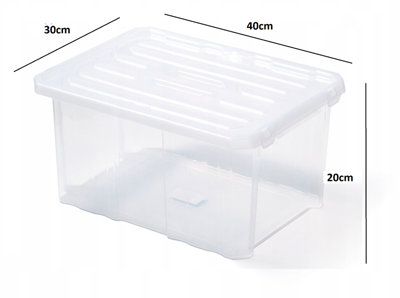 Plastic Storage Box Boxes Lid Handles Food Container Home Kitchen Office Box UK 16 Litres