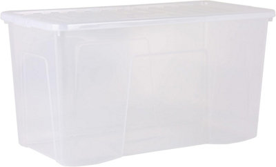 Plastic Storage Box With Lid Wham Crystal 110L Container - Tint Clear ...
