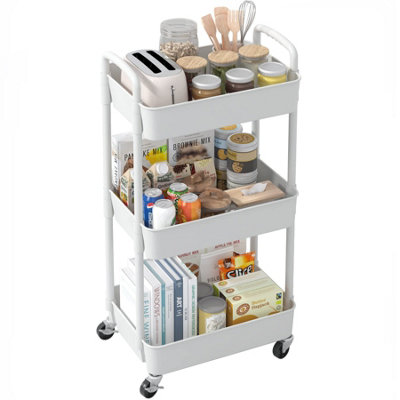 Plastic Tiered Kitchen Bathroom Storage Trolley - 3 Tier | DIY at B&Q