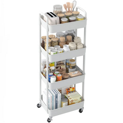 Plastic Tiered Kitchen Bathroom Storage Trolley - 4 Tier | DIY at B&Q