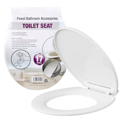 Plastic Toilet Seat - White Bathroom Wc Includes Fittings Easy Clean & Wipe Heavy Duty Durable