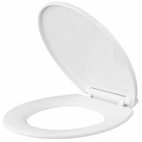 Plastic Toilet Seat - White Bathroom Wc With Fittings Easy Clean Heavy Duty