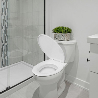Plastic Toilet Seat - White Bathroom Wc With Fittings Easy Clean Heavy Duty