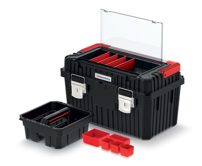PLASTIC TOOL BOX CHEST SET HANDLE TRAY COMPARTMENT DIY STORAGE TOOLBOX LOCKABLE Model 1